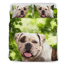 Load image into Gallery viewer, American Bulldog On Leaves Print Bedding Set- Free Shipping