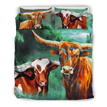 Load image into Gallery viewer, Beautiful Texas Longhorn Cattle (Cow) Print Bedding Set-Free Shipping