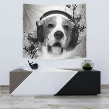 Load image into Gallery viewer, Beagle With Headphones Print Tapestry-Free Shipping