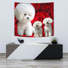 Load image into Gallery viewer, Bichon Frise On Rose Print Tapestry-Free Shipping