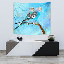 Load image into Gallery viewer, Blue Budgie Parrot Art Print Tapestry-Free Shipping
