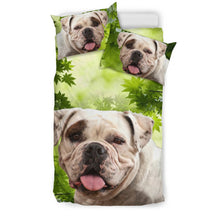 Load image into Gallery viewer, American Bulldog On Leaves Print Bedding Set- Free Shipping