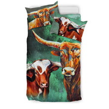 Load image into Gallery viewer, Beautiful Texas Longhorn Cattle (Cow) Print Bedding Set-Free Shipping