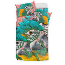 Load image into Gallery viewer, Blue Threaded Macaw Parrot Print Bedding Set-Free Shipping