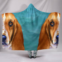 Load image into Gallery viewer, Basset Hound Dog Art Print Limited Edition Hooded Blanket-Free Shipping