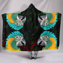 Load image into Gallery viewer, Blue Threaded Macaw Parrot Print Hooded Blanket-Free Shipping