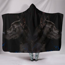 Load image into Gallery viewer, Black Great Dane Dog Art Print Hooded Blanket-Free Shipping