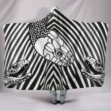 Load image into Gallery viewer, Black &amp; White Snake Print Hooded Blanket-Free Shipping