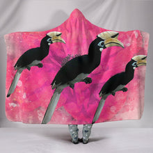 Load image into Gallery viewer, African Pied Hornbill Bird Print Hooded Blanket-Free Shipping