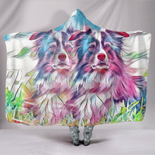 Load image into Gallery viewer, Border Collie Dog Art Print Hooded Blanket-Free Shipping