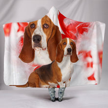 Load image into Gallery viewer, Basset Hound On Red Print Hooded Blanket-Free Shipping