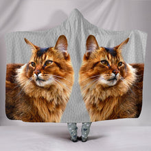Load image into Gallery viewer, Beautiful Somali Cat Print Hooded Blanket-Free Shipping