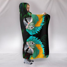 Load image into Gallery viewer, Blue Threaded Macaw Parrot Print Hooded Blanket-Free Shipping