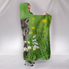 Load image into Gallery viewer, American Shorthair Cat Floral Print Hooded Blanket-Free Shipping
