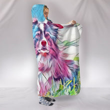Load image into Gallery viewer, Border Collie Dog Art Print Hooded Blanket-Free Shipping