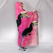 Load image into Gallery viewer, African Pied Hornbill Bird Print Hooded Blanket-Free Shipping