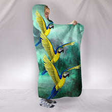 Load image into Gallery viewer, Blue And Yellow Macaw Parrot Print Hooded Blanket-Free Shipping