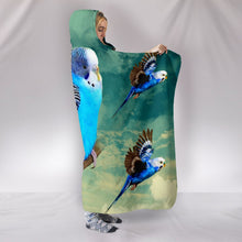Load image into Gallery viewer, Blue Budgie Parrot Print Hooded Blanket-Free Shipping