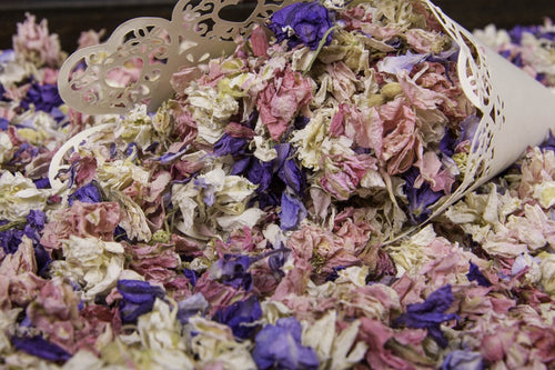 1 Litre Delphinium Dried Petals Confetti - Rainbow Mix