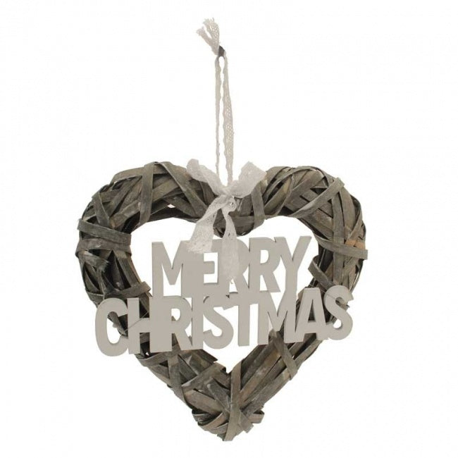 'Merry Christmas' Rustic Hanging Heart